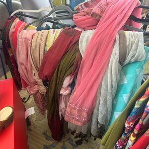 Multicolor Lightweight Scarves Bundle - Pink, Olive, Teal, Gray